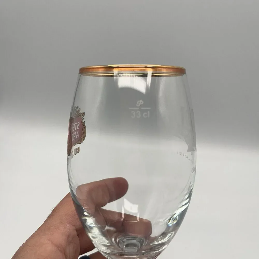 Stella Artois Belgium Beer Glass Chalice Cup 33 cl Gold Rimmed Stem 8